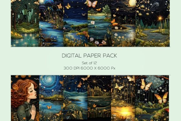 Butterfly Field Embroidery Paper Set