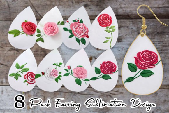 Earring Rose Embroidery