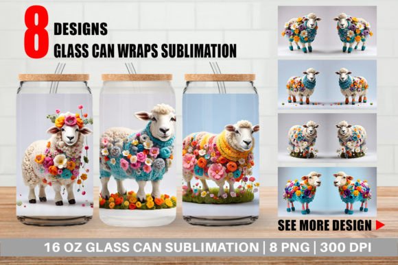 Glass Can Sheep Easter Embroidery