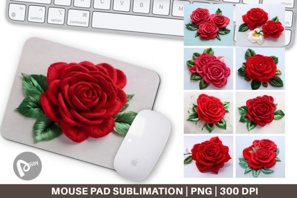 Mouse Pad 3D Rose Embroidery