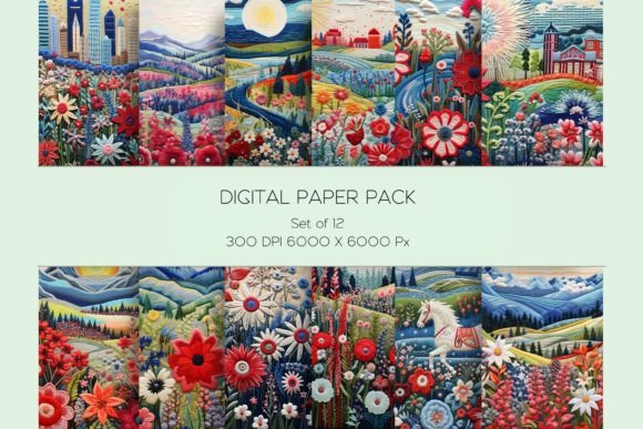 Patriotic Landscape Embroidery Paper Set